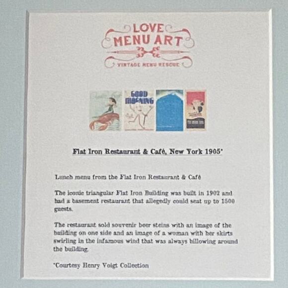 Framed Archival Print of Flat Iron Restaurant & Cafe New York 1905 Vintage Menu - Picture 2 of 12